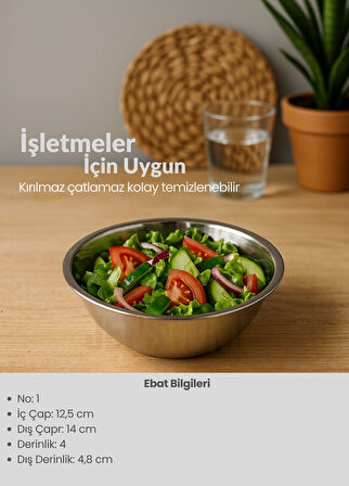 4'lü Set Sağlıklı Paslanmaz Çelik Kase - Çok Yönlü Çorba, Salata ve Meyve Kabı 350 ml No 1