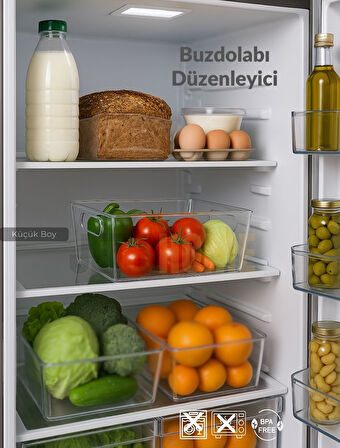 Buzdolabı İçi Düzenleyici Saklama Organizeri Bpa Free Düzenleyici Darbeye Dayanaklı 27X18X9 cm