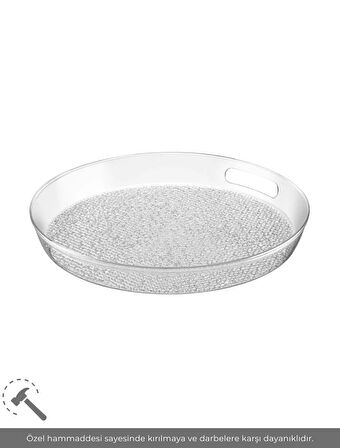 Sunum Tepsisi Kırılmaz Çay Tepsisi BPA Free Servis Tepsisi Şeffaf 39x39 cm