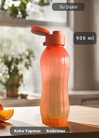 Su Şişesi Sızdırmaz Kapak Okul Matarası BPA Free Suluk Orta Boy Kokusuz Matara Turuncu 900 ml