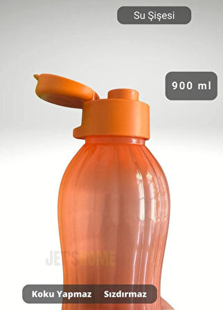Su Şişesi Sızdırmaz Kapak Okul Matarası BPA Free Suluk Orta Boy Kokusuz Matara Turuncu 900 ml