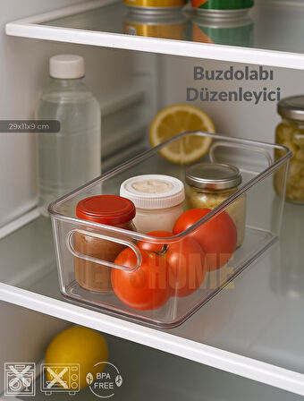 Buzdolabı İçi Düzenleyici Saklama Organizeri Bpa Free Düzenleyici Darbeye Dayanaklı 29x11x9 cm