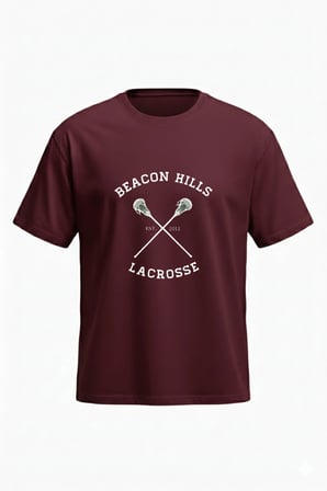 Teen Wolf Jackson T-Shirt - Bordo Baskılı Oversize Bisiklet Yaka Kısa Kol Bol