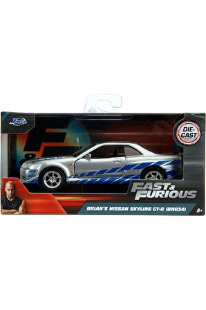 Jada Fast And Furious Diecast Model 12cm 2002 Nissan Skyline Gtr R34silver/blue