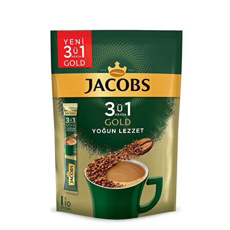 Jacobs 3Ü1 Arada Gold Yoğun Lezzet Kahve 18 Gr X 10 Adet