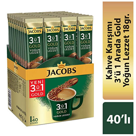 Jacobs 3Ü1 Arada Gold Yoğun Lezzet Kahve 18 Gr X 40 Adet