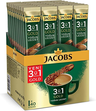 Jacobs 3Ü1 Arada Gold Yoğun Lezzet Kahve 18 Gr X 40 Adet