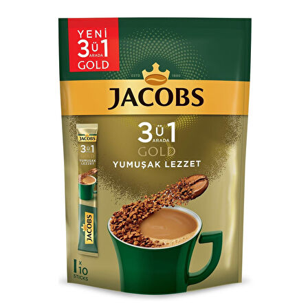 Jacobs 3Ü1 Arada Gold Yumuşak Lezzet Kahve 18 Gr X 10 Adet