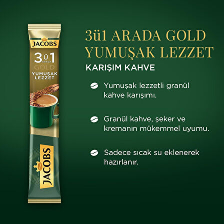 Jacobs 3Ü1 Arada Gold Yumuşak Lezzet Kahve 18 Gr X 10 Adet