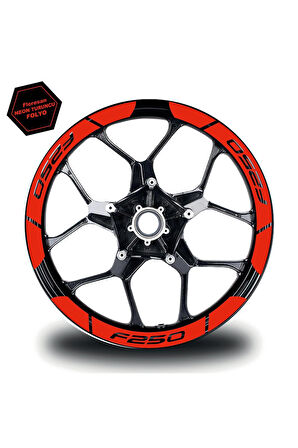 Neon Turuncu Bajaj F250 Geniş Jant Sticker Etiket Modeli