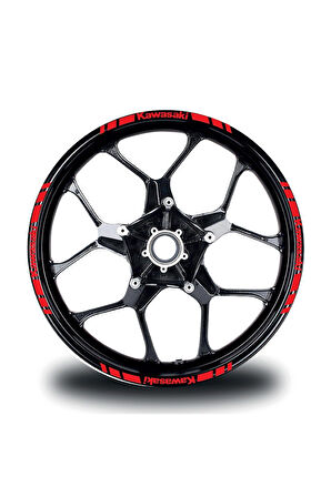 Kawasakı Yazılı Kısa Dış Şerit 16'lı Tek Renk Jant Sticker Modeli