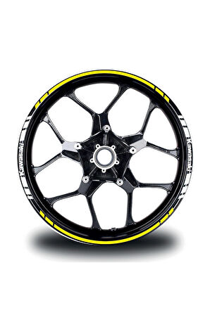 Kawasakı Yazılı Kısa Yazısız Uzun Dış Şerit 16'lı Çift Renk Jant Sticker Modeli