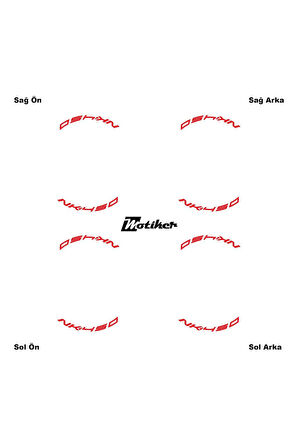 Kırmızı CFMOTO 450NK Yazılı 8 Li Jant İçi Yazı Sticker