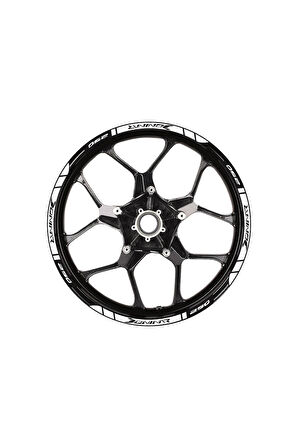 Bajaj Dominar 250 Baskılı Jant Dışı Şerit Motosiklet Sticker Etiket Modeli Beyaz