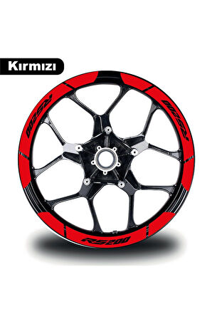 Kırmızı Bajaj Pulsar RS200 Geniş Jant Sticker Etiket Modeli