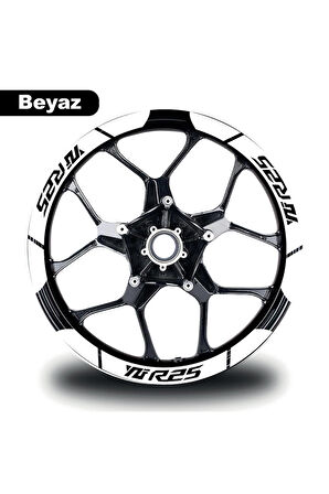 Beyaz Yamaha YZF R25 Geniş Jant Sticker Etiket Modeli