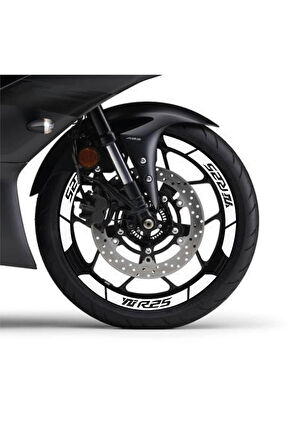 Beyaz Yamaha YZF R25 Geniş Jant Sticker Etiket Modeli