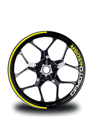 CFMOTO 450SR Jant Sticker İç Yazılı Yarım Dış Daire Şerit Etiket Modeli Neon Yeşil (Sarı)