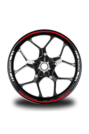 Suzukı Yazılı Kısa Yazısız Uzun Dış Şerit 16'lı Çift Renk Jant Sticker Modeli