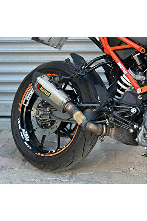 KTM DUKE 125/250/390 Motosiklet Jant Sticker Etiket Modeli İç & Dış Set Turuncu