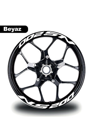 Bajaj Pulsar NS 200 Yazılı 8 Li Jant İçi Yazı Sticker Beyaz