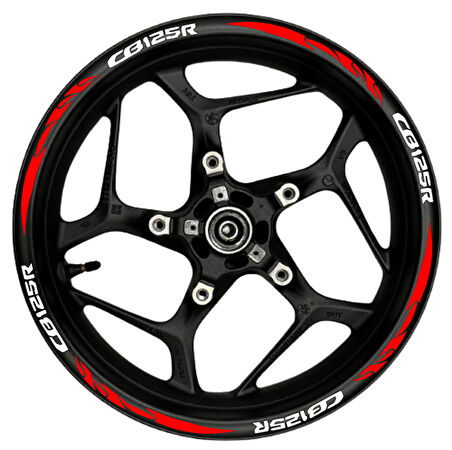 Motosiklet Jant Şeridi Cb125R Uyumlu Beyaz-Kırmızı Sağ/Sol-Ön/Arka