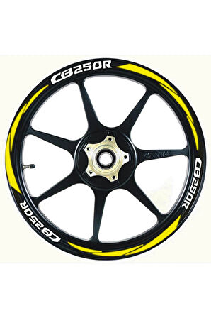 Motosiklet Jant Şeridi Sarı Cb250R Uyumlu Yazılı Sağ-Sol/Ön-Arka