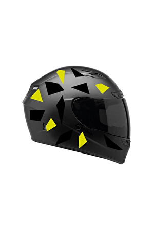 Kare Siyah Neon Sarı Kamuflaj Kask Sticker Modeli 2