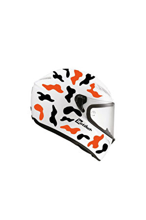 Siyah Neon Turuncu Kamuflaj Kask Sticker Modeli