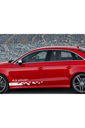 Audi A3 Sport Yazılı Yan Kapı Şerit Sticker Etiket Modeli