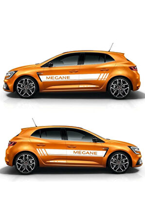 Renault Megane Yazılı Düz Şerit Yan Kapı Sticker Etiket Modeli