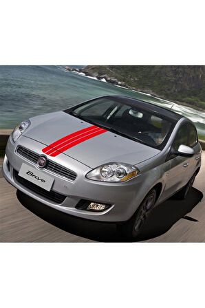 Ön Kaput Ve Ön Kapı Üç Şerit Çizgi Sticker Etiket Modeli