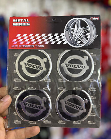 Universal Araç Uyumlu, Volvo Jant Göbeği Arması, Sticker 4'lü Set 60mm