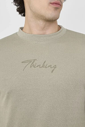 Unisex Bisiklet Yaka Slim Fit T-Shirt- Açık Yeşil