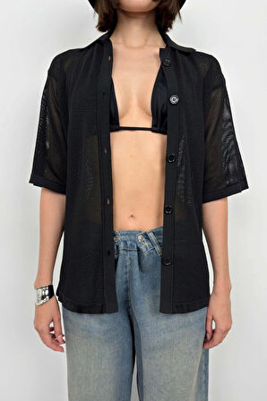 Polo Yaka Fileli Bluz