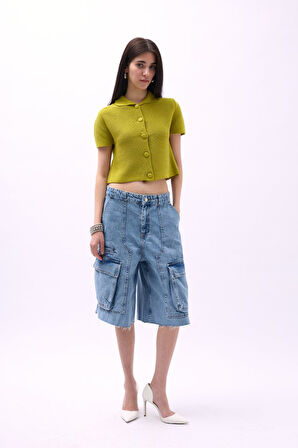 Bebe Yaka Düğmeli Bluz