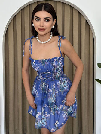 Venlo Beli Lastikli İp Askılı Elbise