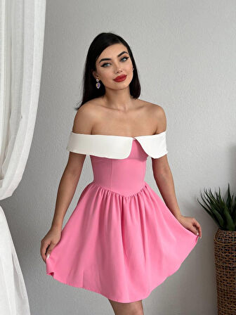 Nalia Beyaz Yakalı Elbise