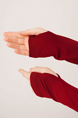 Uzun Kollu Basic Bordo Bluz