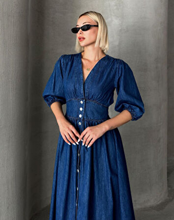 7037 KOT ELBİSE-MAVİ