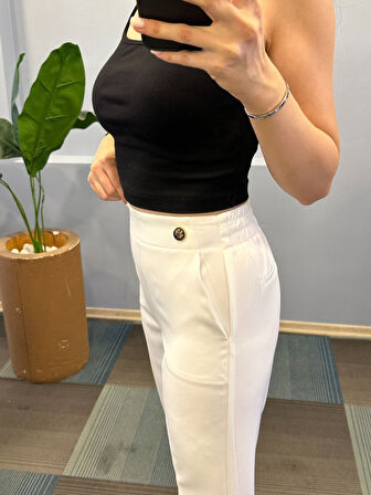 Bel Lasti̇kli̇ Düğmeli̇ Pantolon