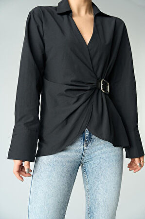 Kemerli Gömlek - Siyah