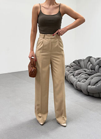 Trio Arka Bel Lasti̇k Detayli Palazzo Pantolon