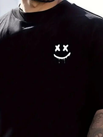 Erkek Kısa Kollu Bisiklet Yaka Baskılı Süprem Bluz