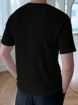 Erkek Kısa Kollu Bisiklet Yaka Triko Bluz