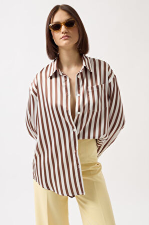 Çizgili Saten Gömlek