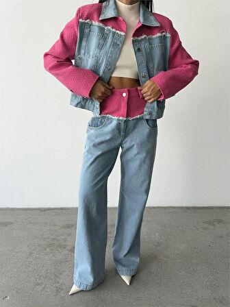 PARÇALI KOT CEKET - PANTOLON TAKIM - Fuşya