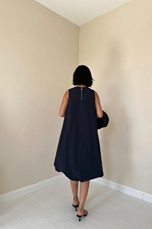 Lacivert Comfort Balon Elbise