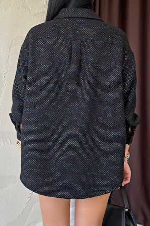 Siyah Işıltılı Gömlek