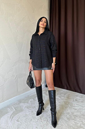 Siyah Işıltılı Gömlek